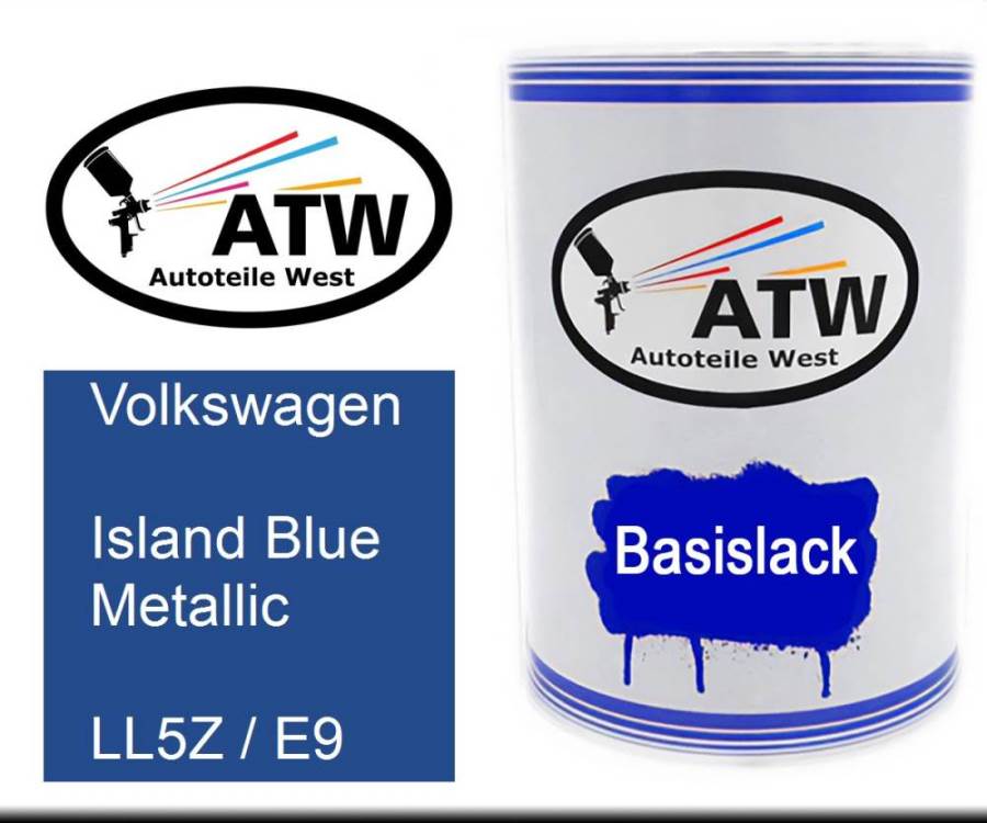 Volkswagen, Island Blue Metallic, LL5Z / E9: 500ml Lackdose, von ATW Autoteile West.